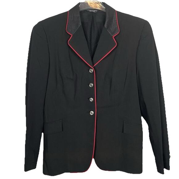 Grand Prix Equestrian Hunt Coat Women Sz 18R (Fits like 10) Black Red Trim Snake - Picture 1 of 16